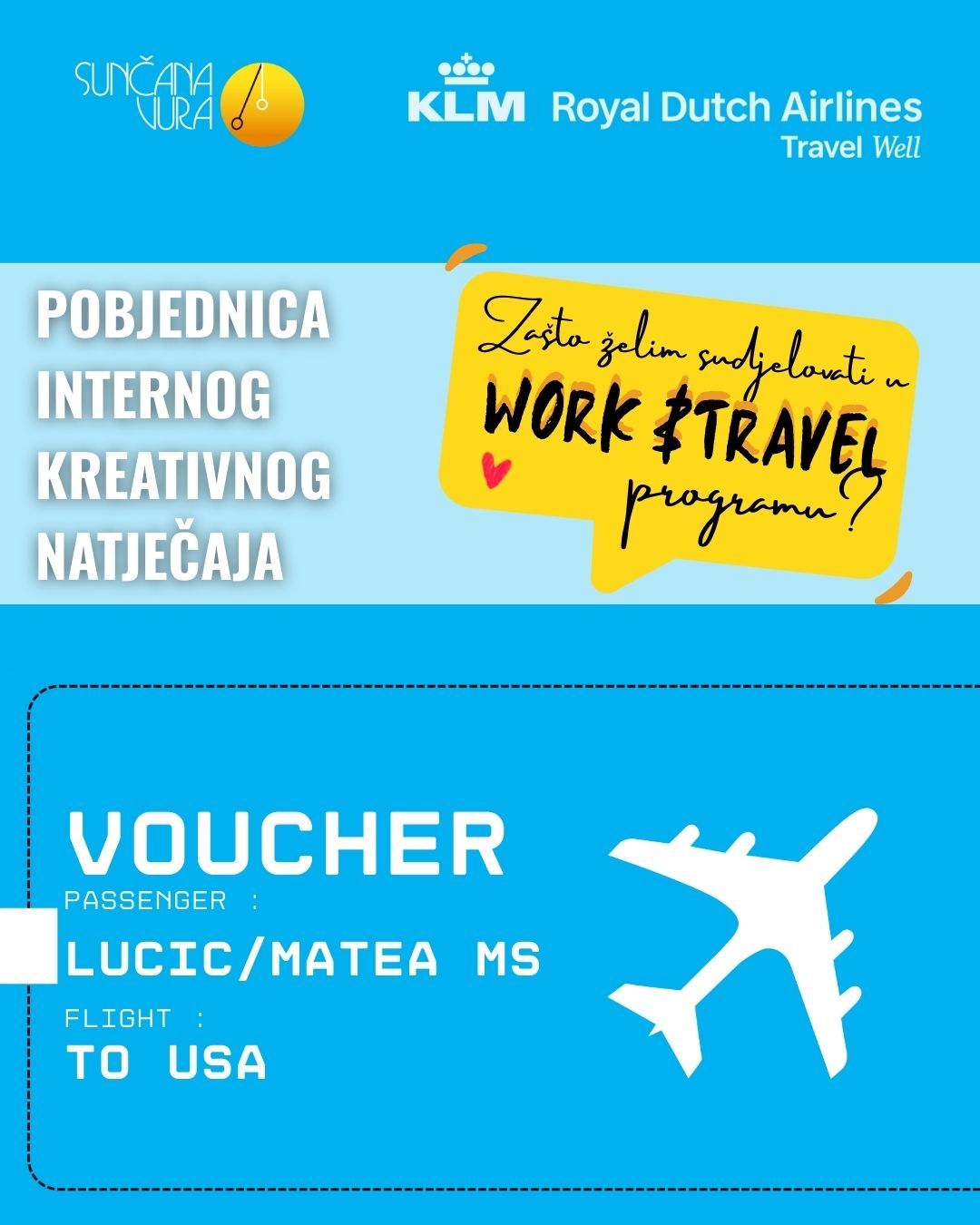 Proglašena pobjednica kreativnog natječaja Sunčane vure i KLM-a 