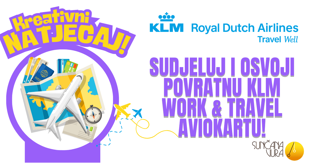 KLM Royal Dutch Airlines promotion for a Work & Travel air ticket contest.